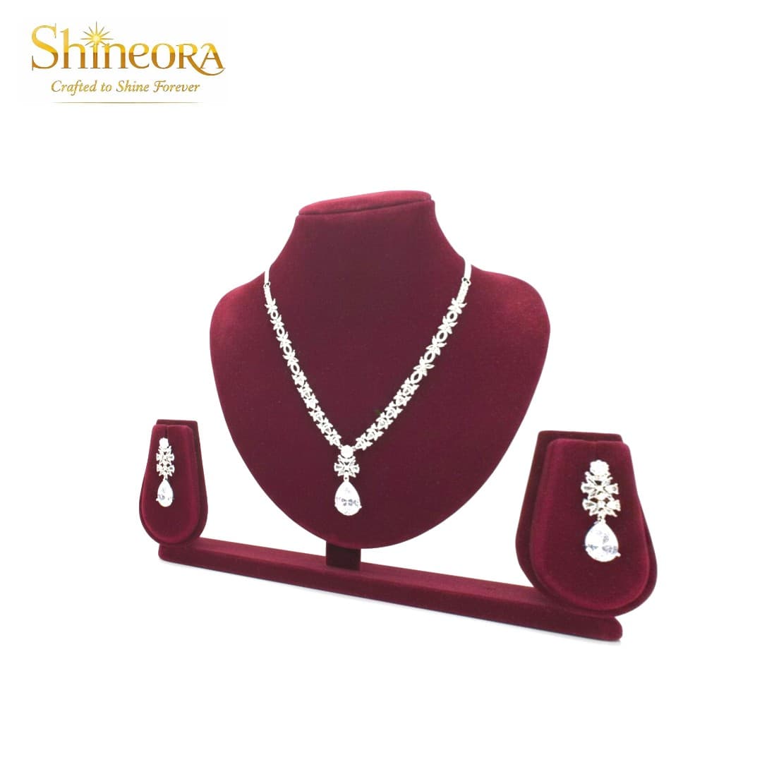 Starlight Serenade: Marquise Diamond & Pear-Drop Necklace Set - 3