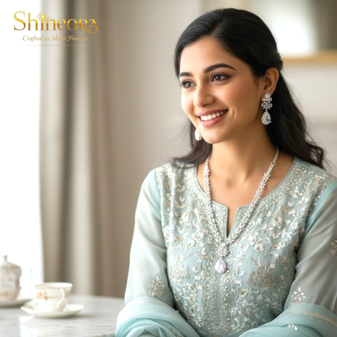 Starlight Serenade: Marquise Diamond & Pear-Drop Necklace Set