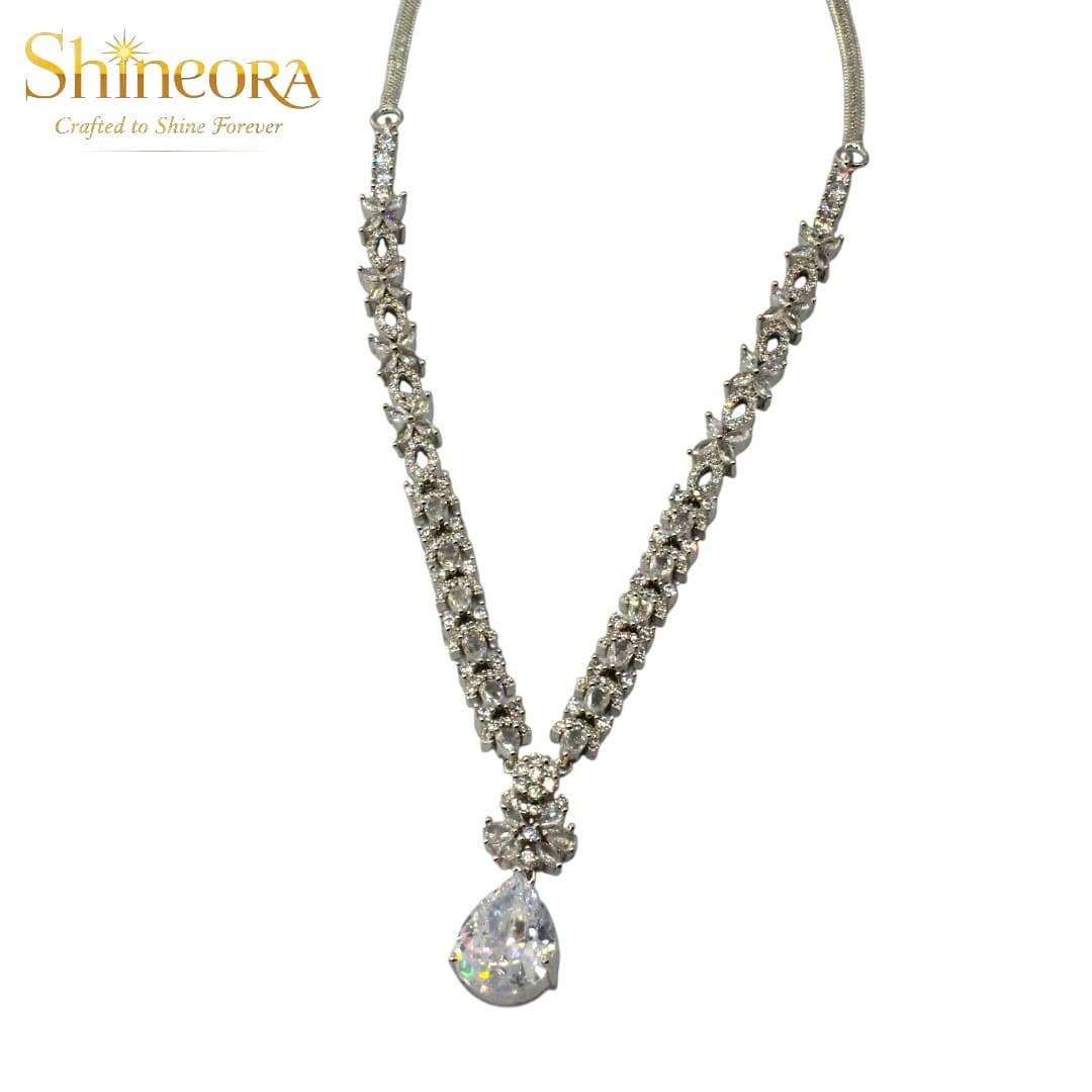 Starlight Serenade: Marquise Diamond & Pear-Drop Necklace Set - 6