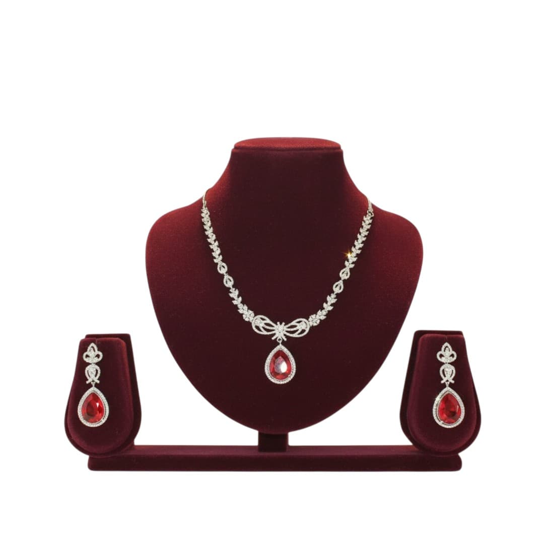 Ruby Elegance Drop Necklace Set - 6