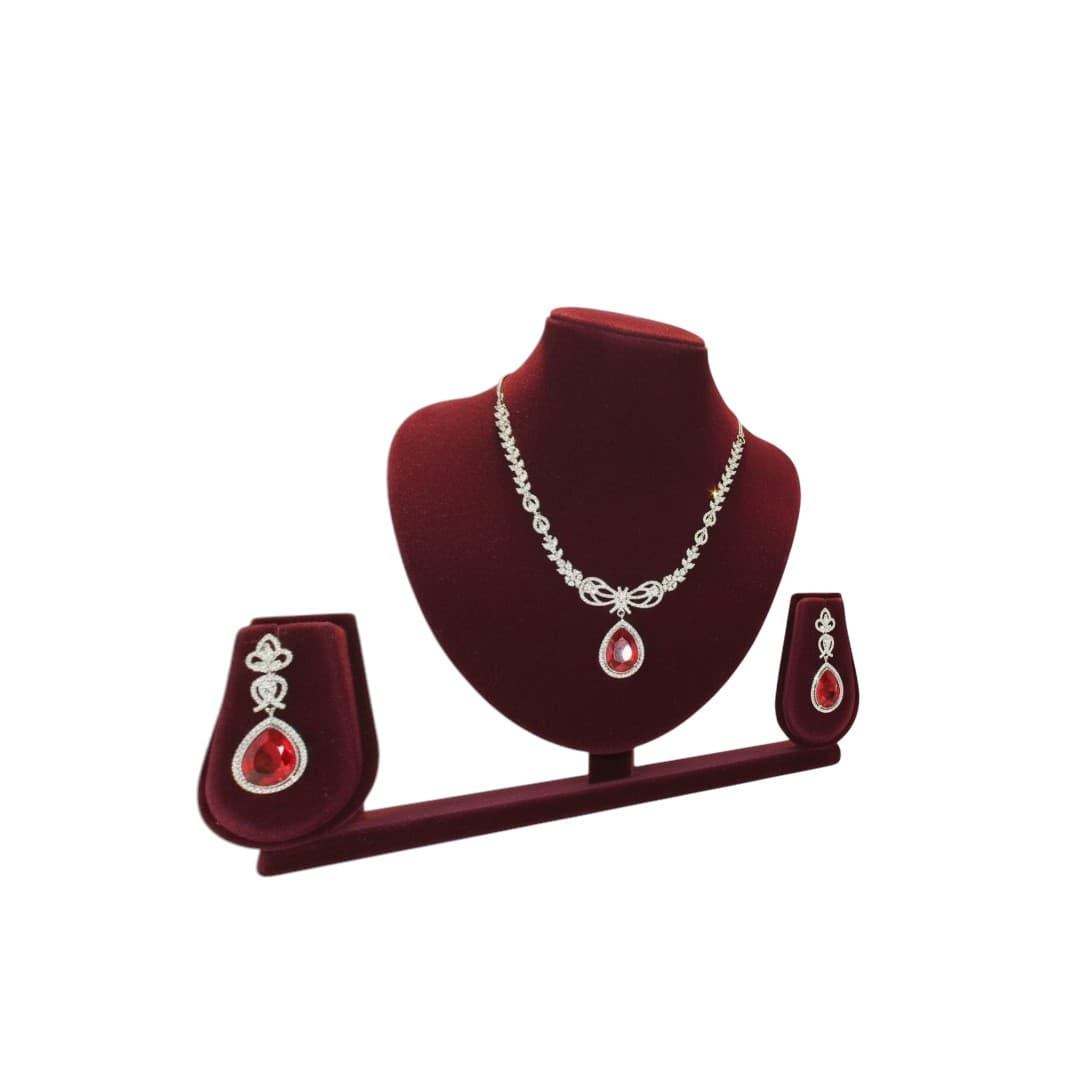 Ruby Elegance Drop Necklace Set - 5