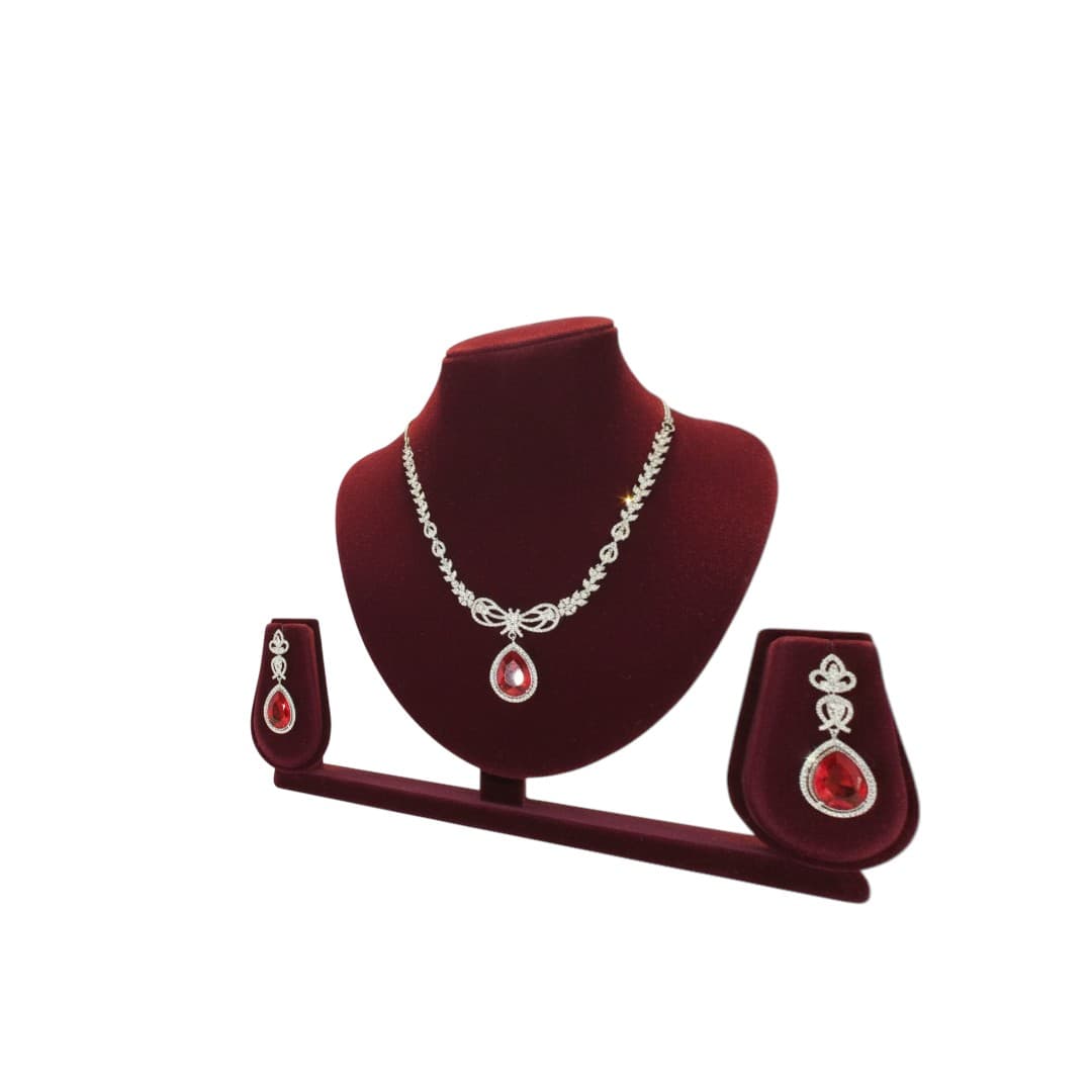 Ruby Elegance Drop Necklace Set - 4