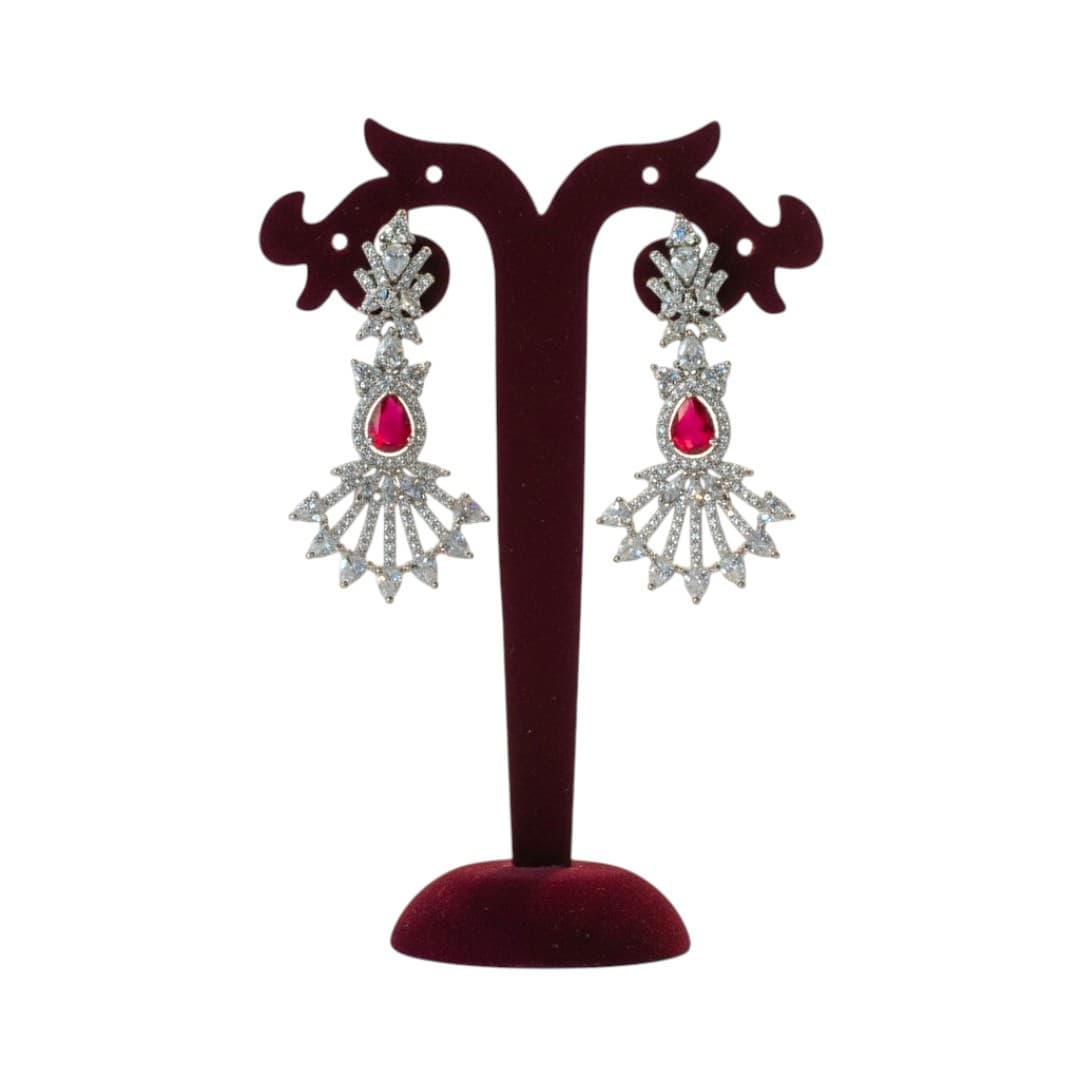Crimson Sunburst Art Deco Necklace Set