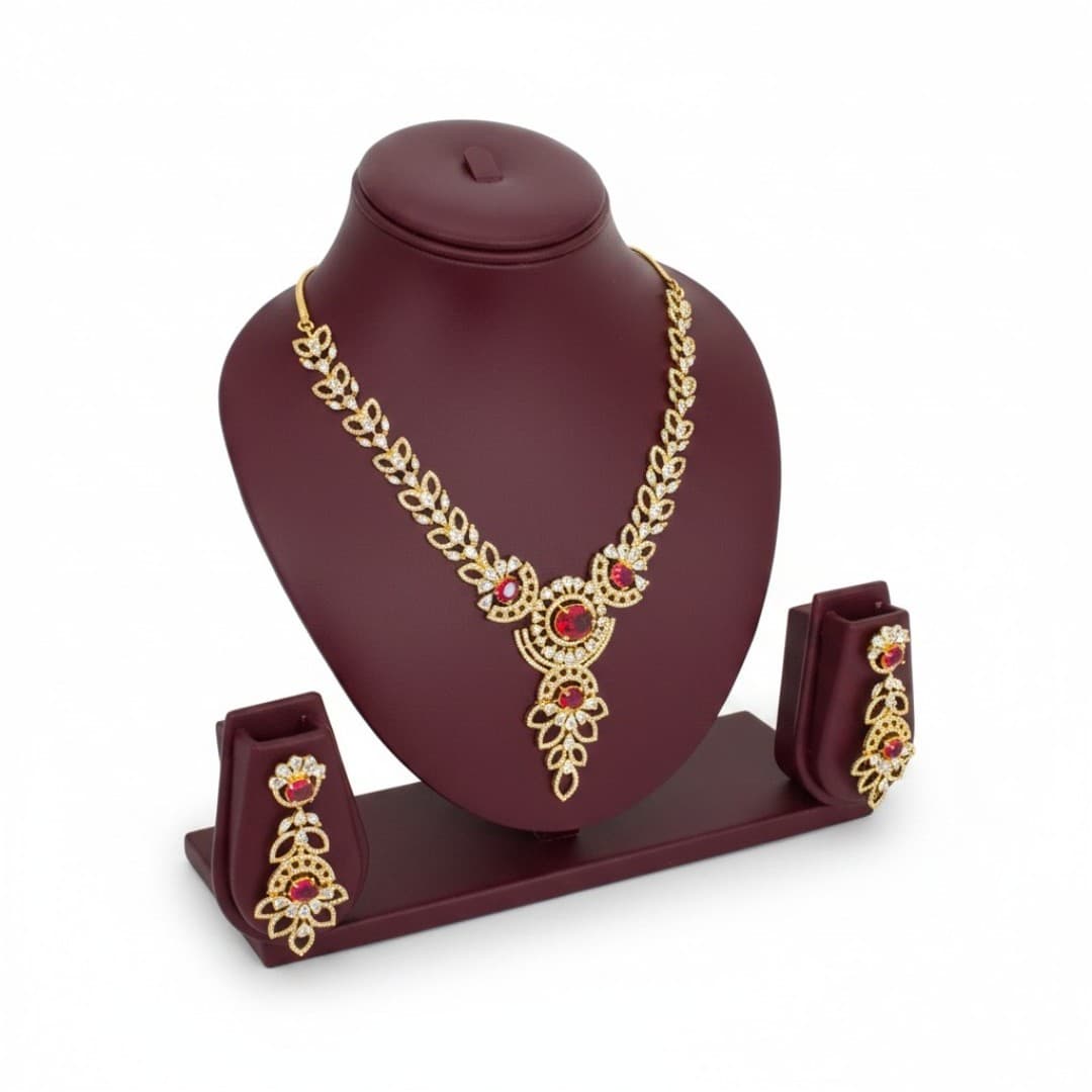 Ruhani Ruby Cascade Necklace Set - 3