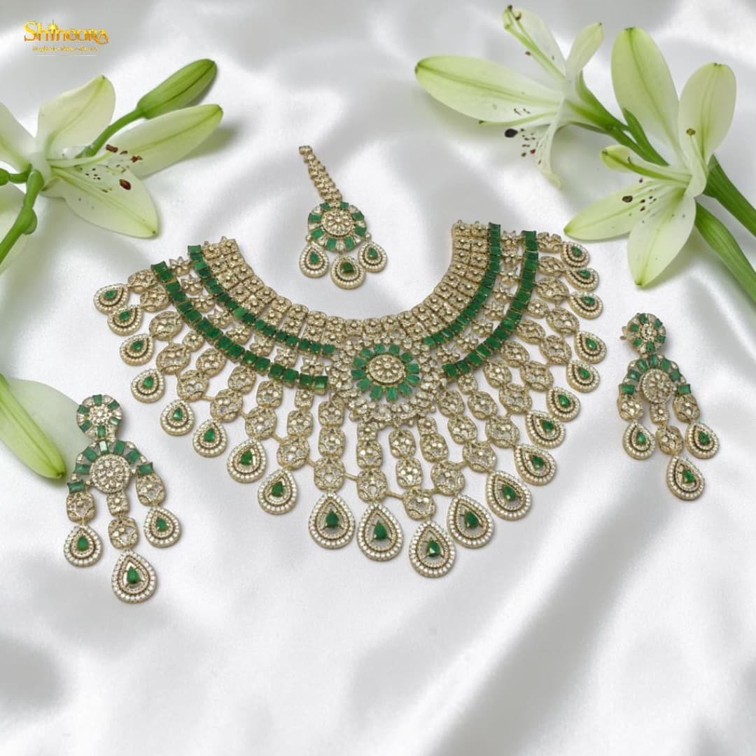 Zehra Mint Bridal Necklace Set - 3