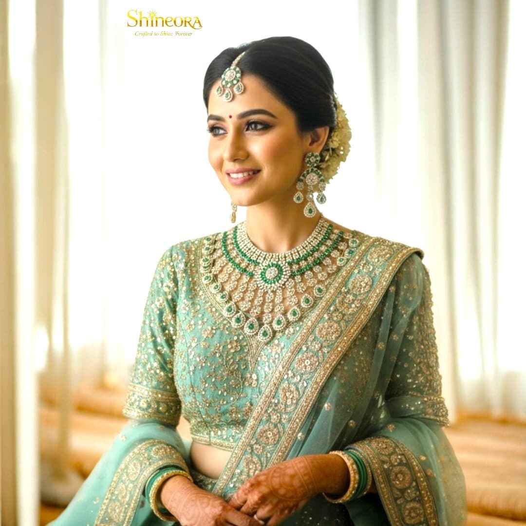 Zehra Mint Bridal Necklace Set - 4