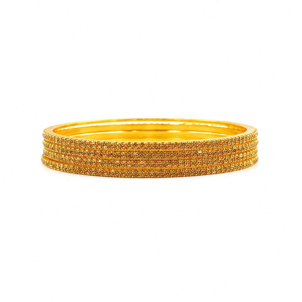 Shineora Women Gold-Plated Textured Slim Bangles Set (Pack of 4) - 6