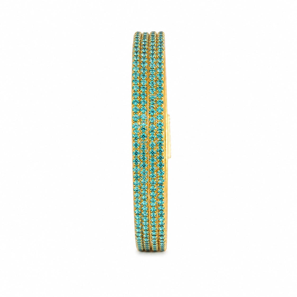 Shineora Women Gold-Plated Turquoise Stone Embellished Slim Bangles Set (Pack of 4) - 6