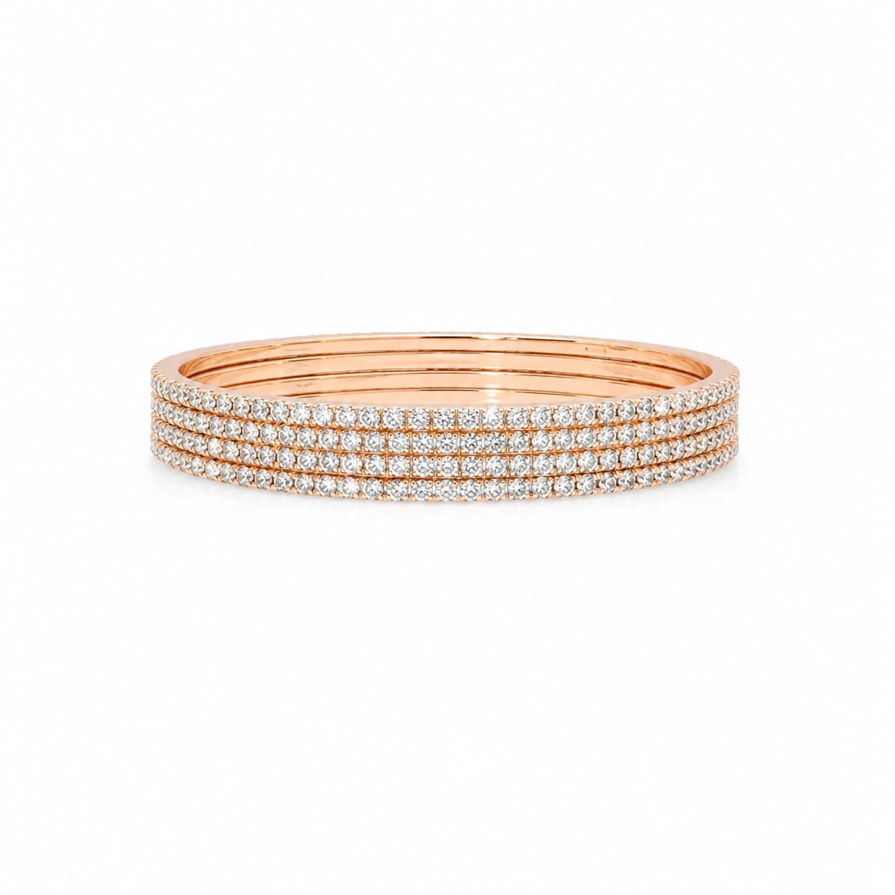 Shineora Women Rose Gold-Plated Crystal Studded Bangles Set (Pack of 4) - 6