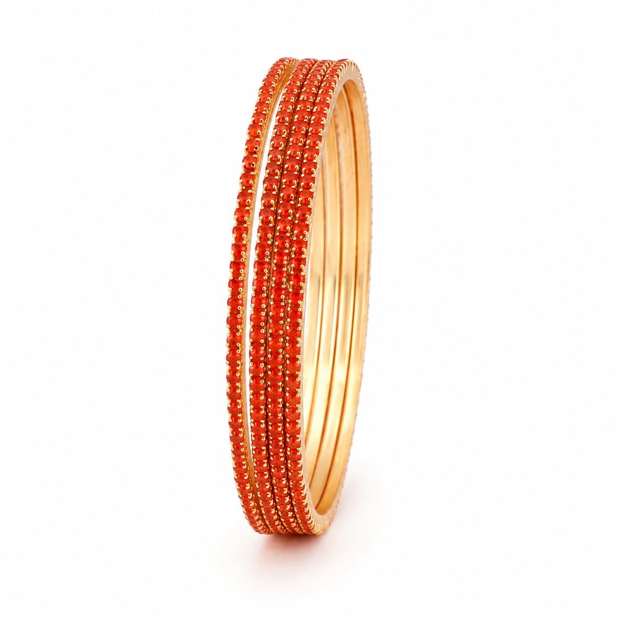 Shineora Scarlet Sparkle Stone Bangles Set Pack of 4 - 6