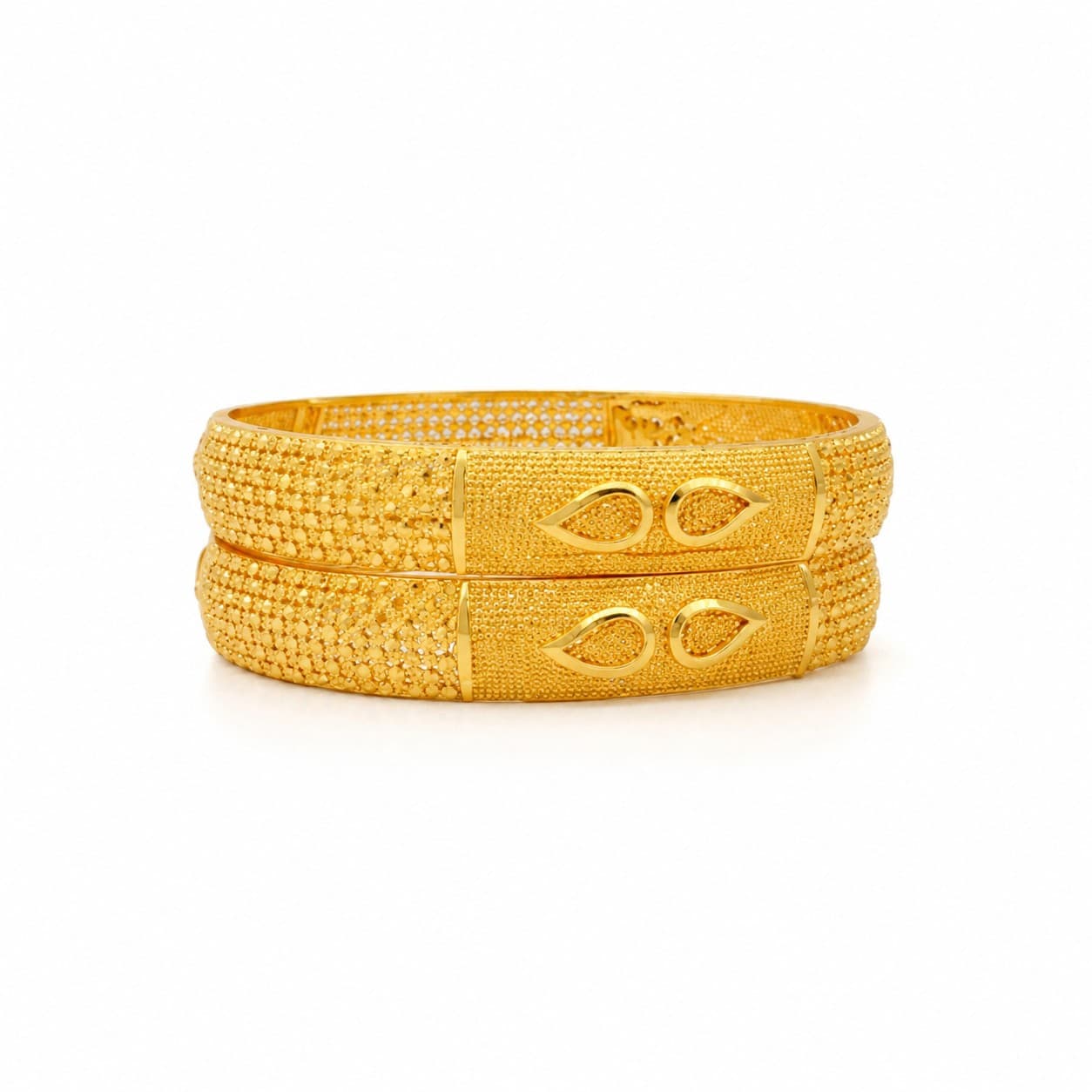 Shineora Women Gold-Plated Textured Traditional Bangles Set (Pack of 2) - 5