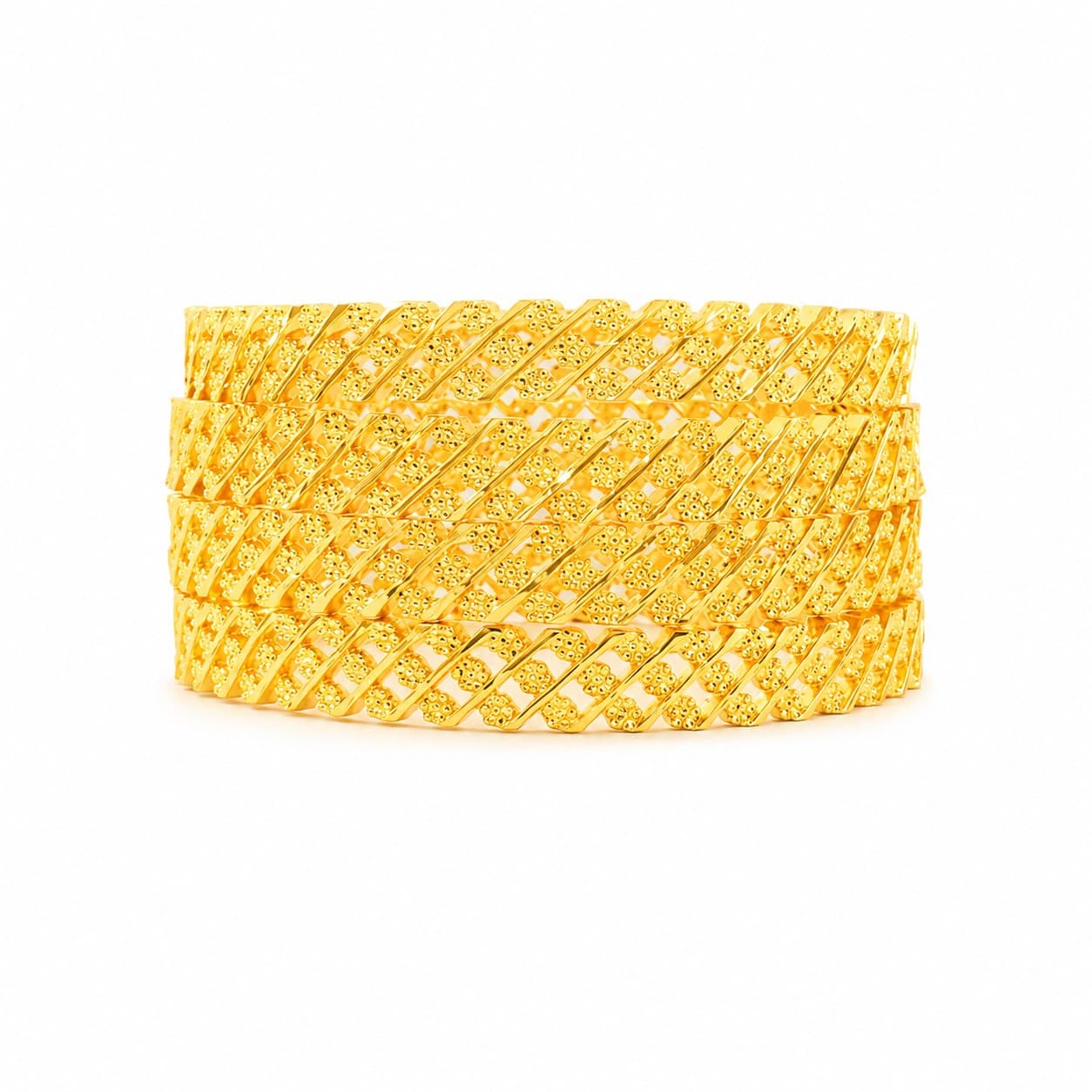 Shineora Women Gold-Plated Openwork Lattice Bangles Set (Pack of 4) - 6