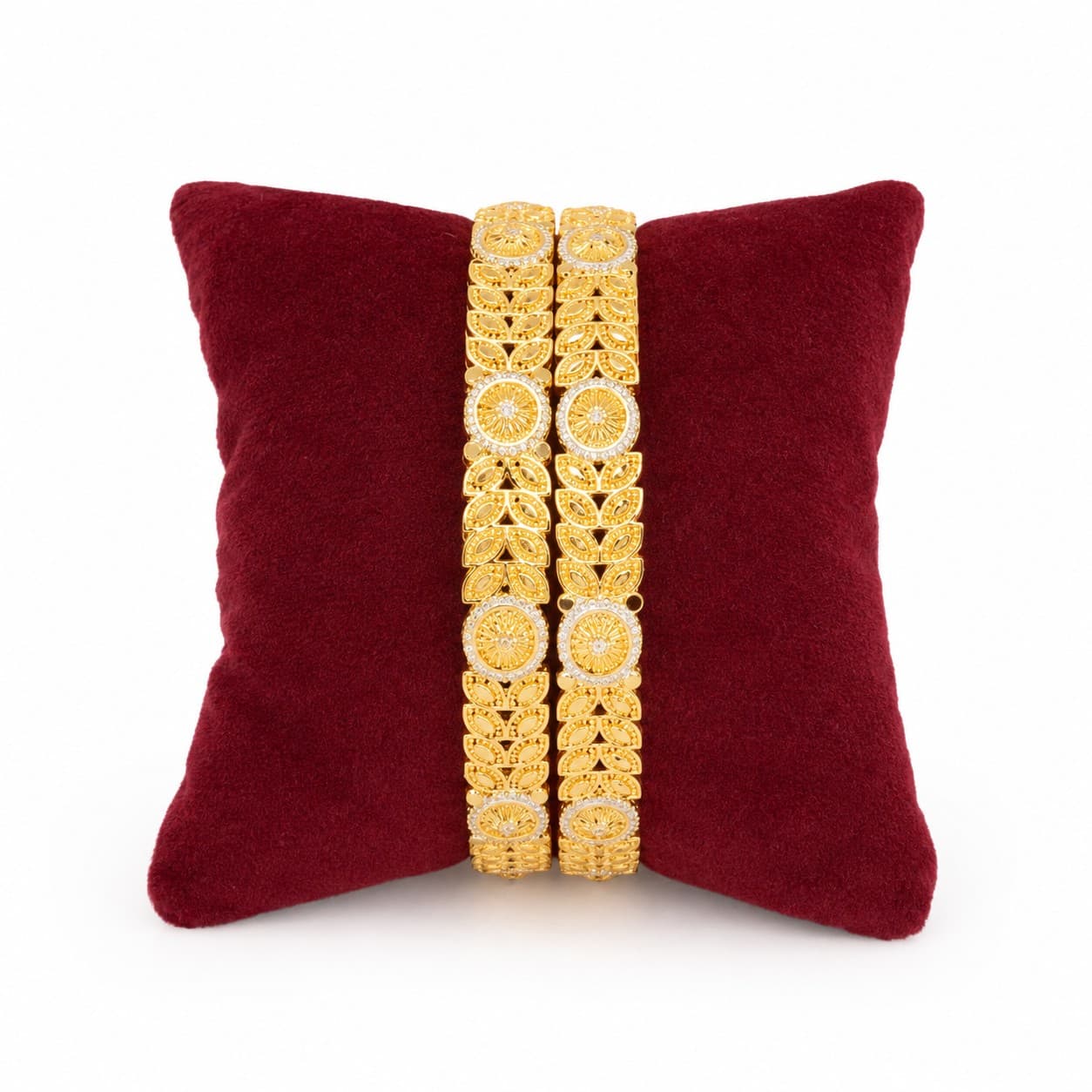 Shineora Women Gold-Plated Leaf Motif Designer Bangles Set (Pack of 2) - 6