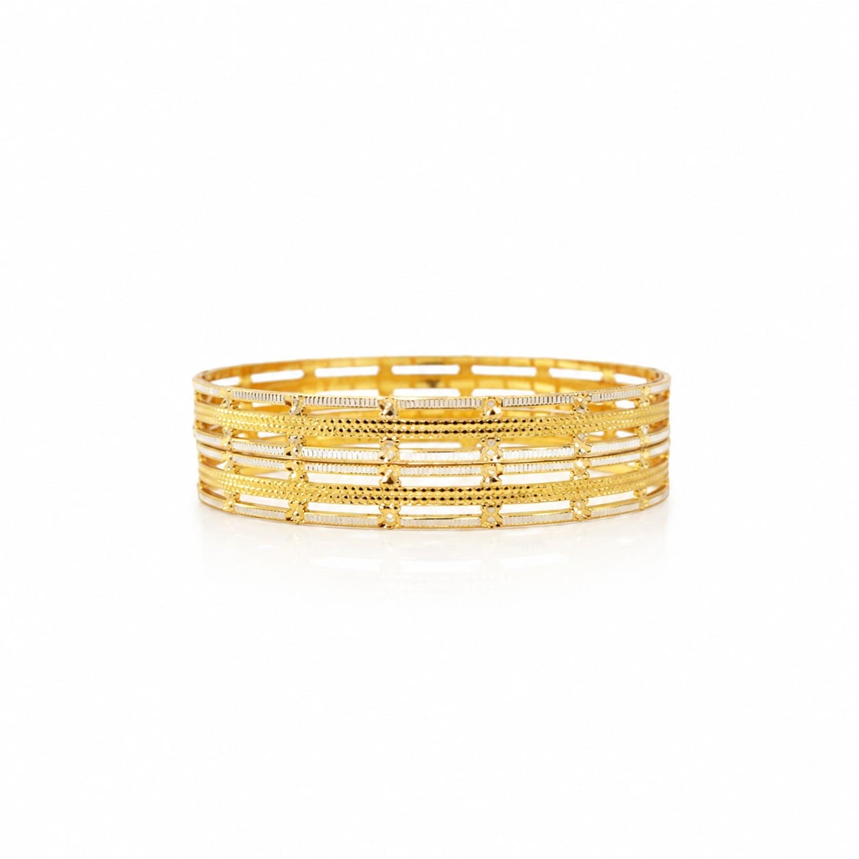 Shineora Premium Gold-Plated Geometric Designer Bangles Set for Women (Set of 2) - 7