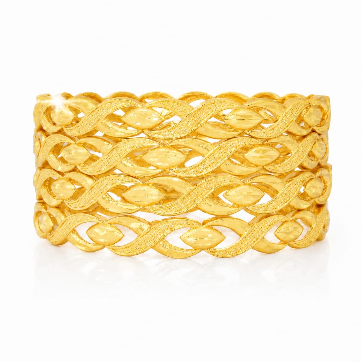 Shineora Premium Gold-Plated Designer Twisted Pattern Bangles Set for Women (Set of 4) - 6