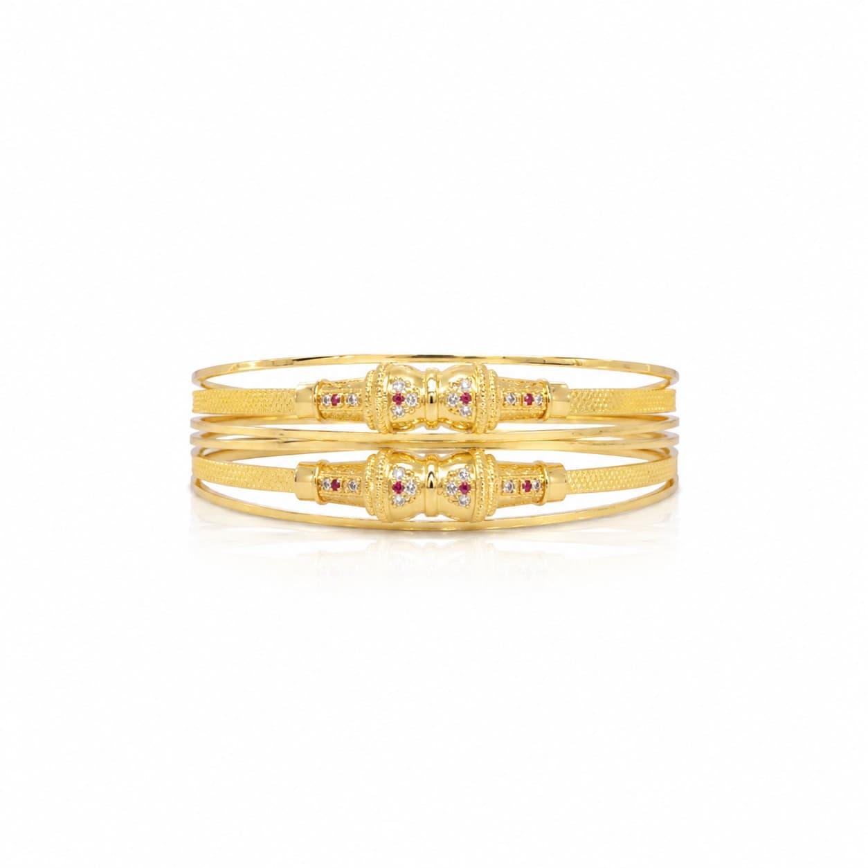 Shineora Premium Gold-Plated Stone Studded Designer Bangles Set for Women (Set of 2) - 6
