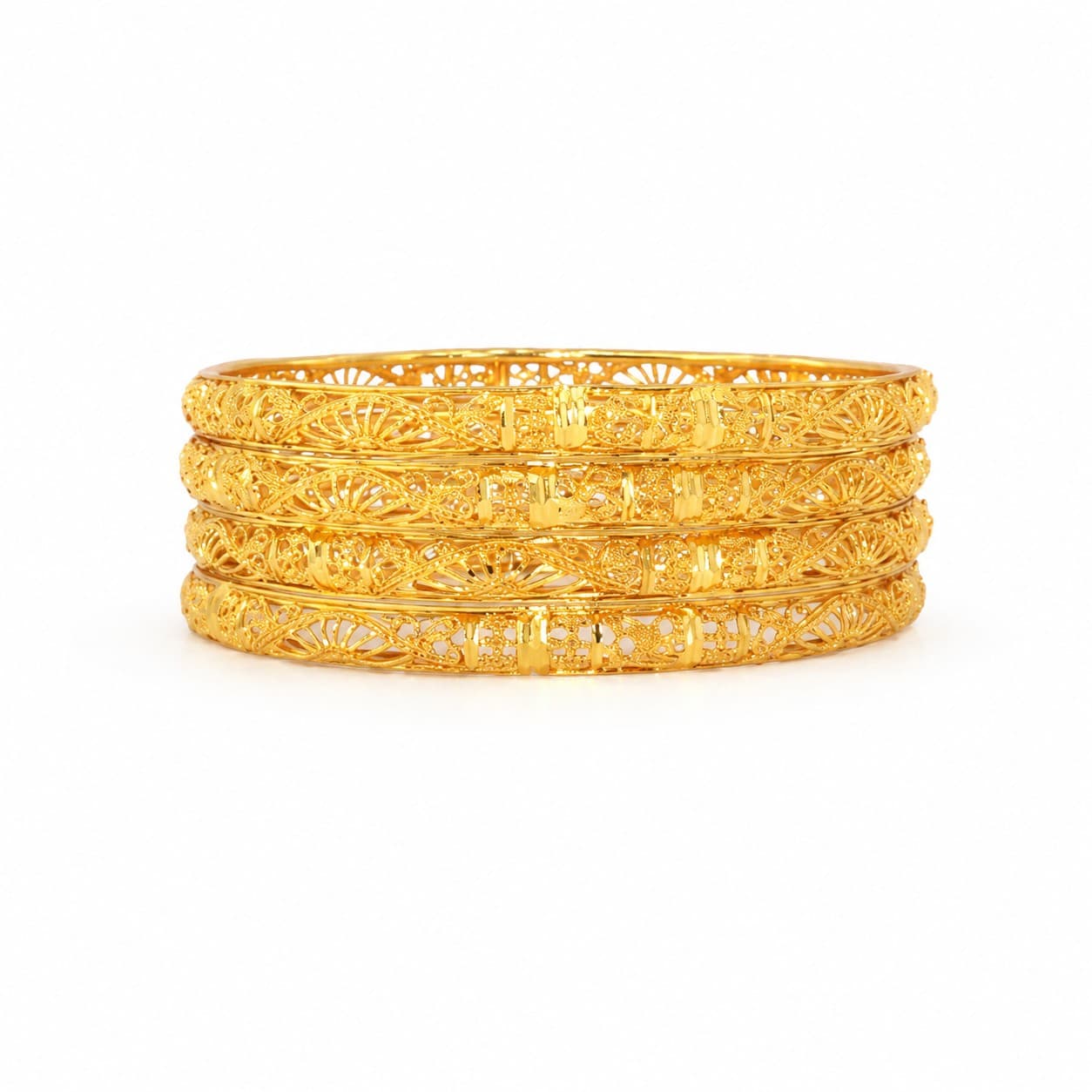 Shineora Royal Filigree Gold-Plated Bangles Set - 7