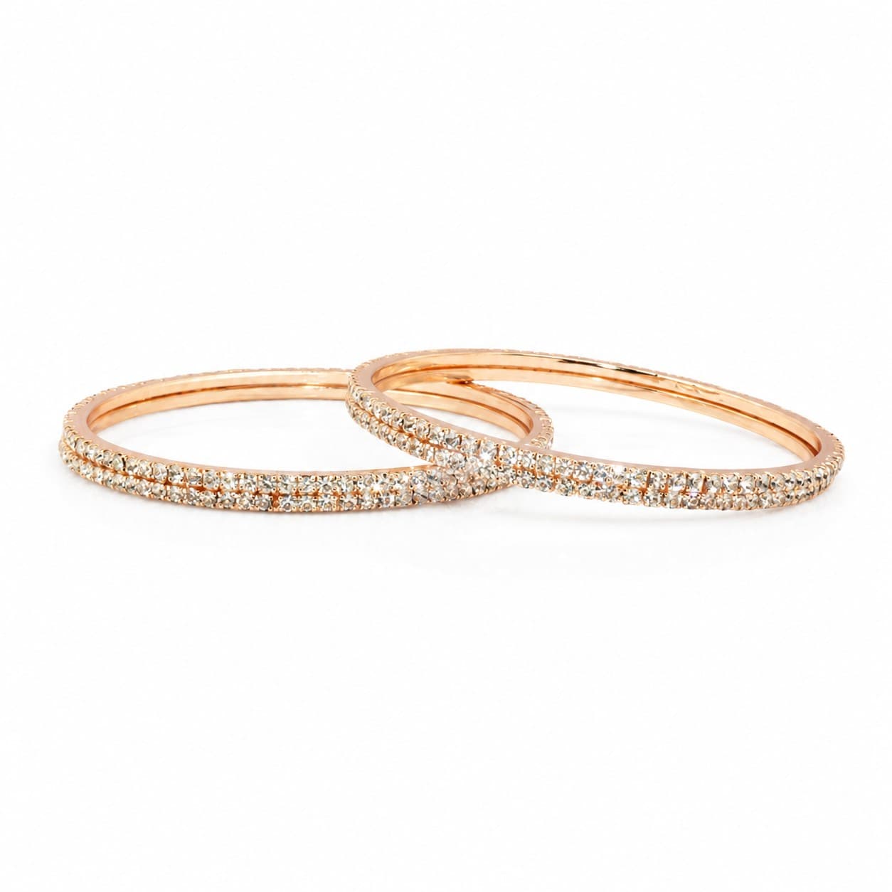 Shineora Women Rose Gold-Plated Crystal Studded Bangles Set (Pack of 4) - 5