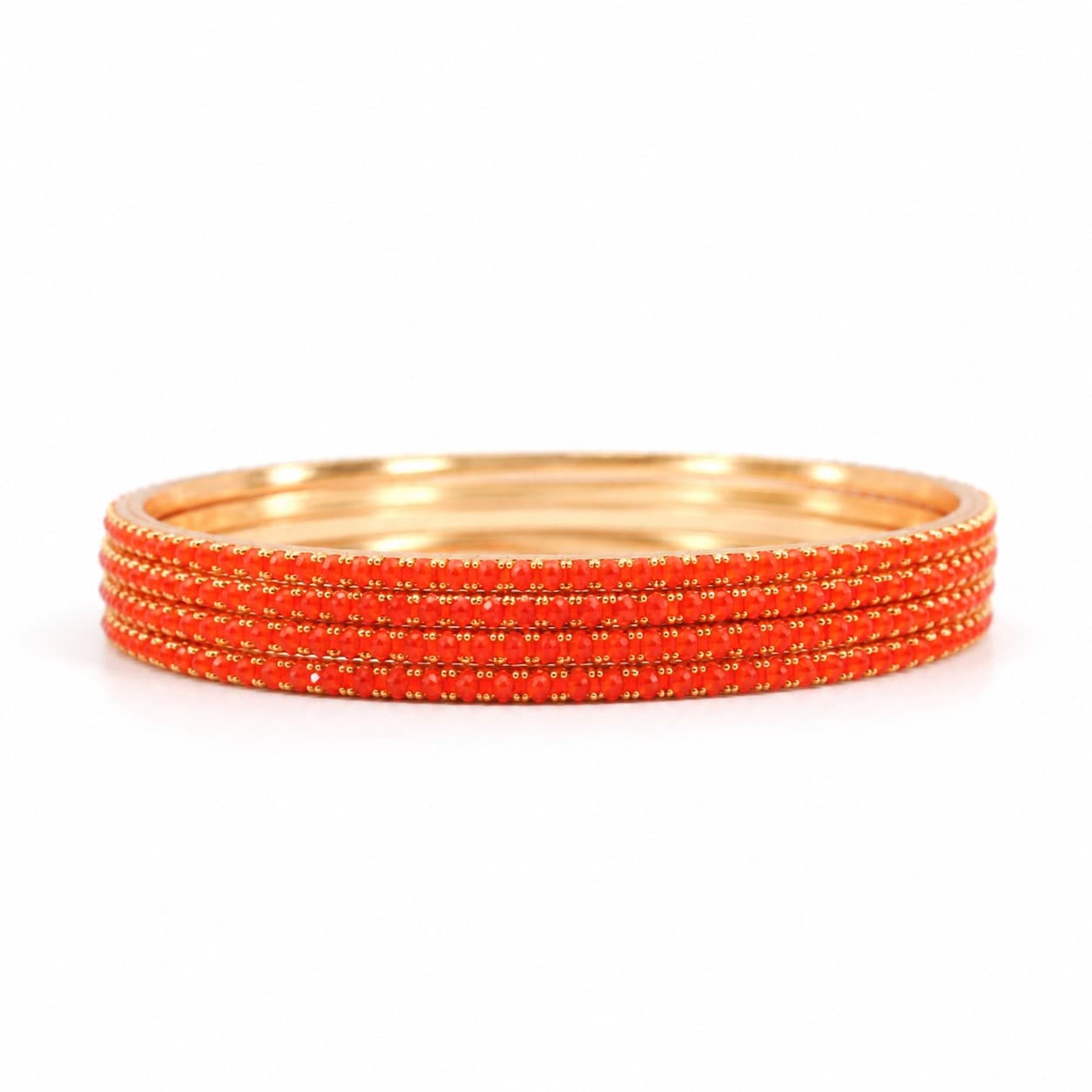 Shineora Scarlet Sparkle Stone Bangles Set Pack of 4 - 5