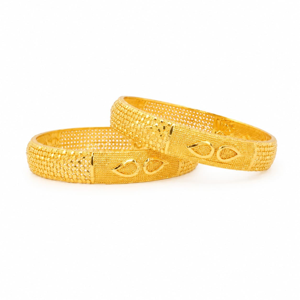Shineora Women Gold-Plated Textured Traditional Bangles Set (Pack of 2) - 4