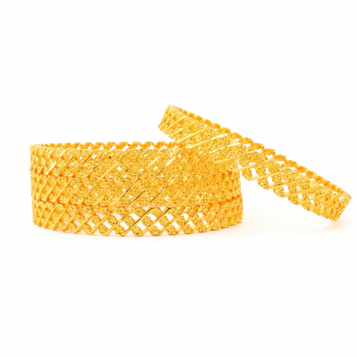 Shineora Women Gold-Plated Openwork Lattice Bangles Set (Pack of 4) - 5