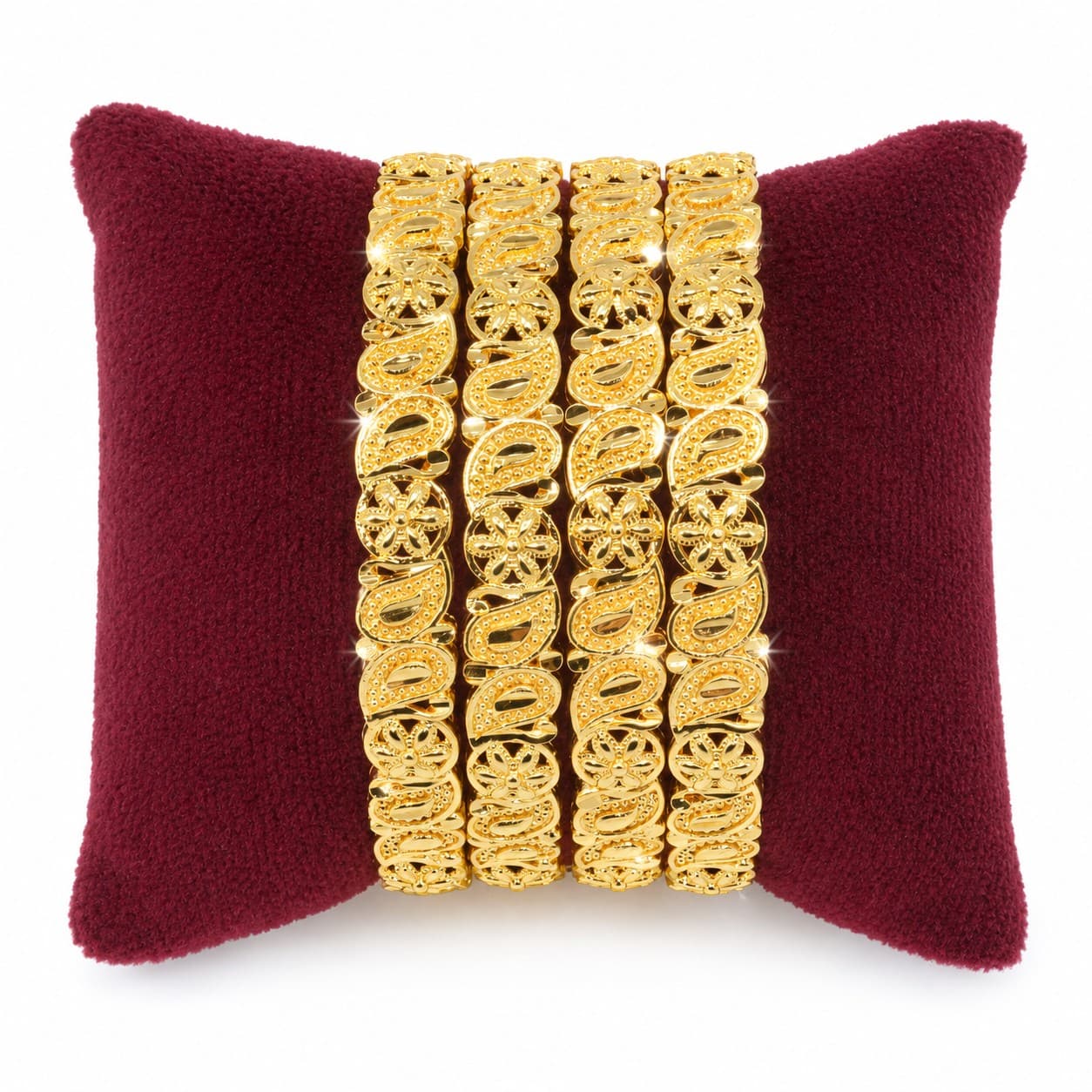 Shineora Women Gold-Plated Paisley Floral Designer Bangles Set (Pack of 4) - 6