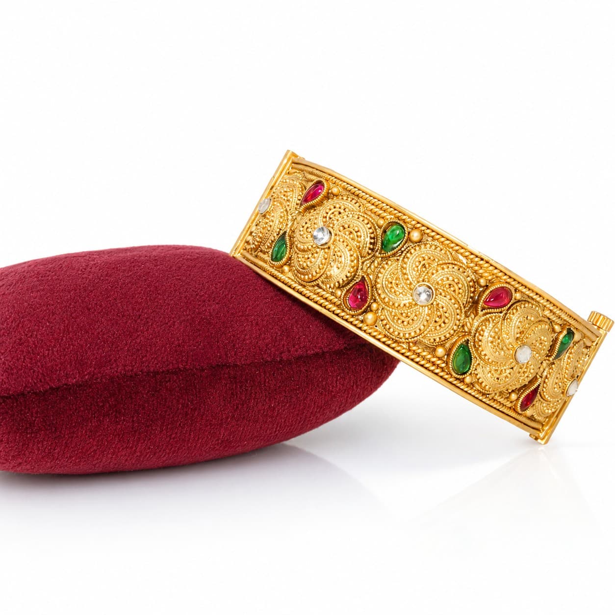 Shineora Women Gold-Plated Temple Floral Designer Kada set of 2 - 5