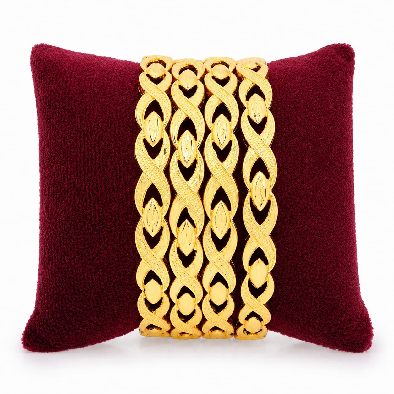 Shineora Premium Gold-Plated Designer Twisted Pattern Bangles Set for Women (Set of 4) - 5