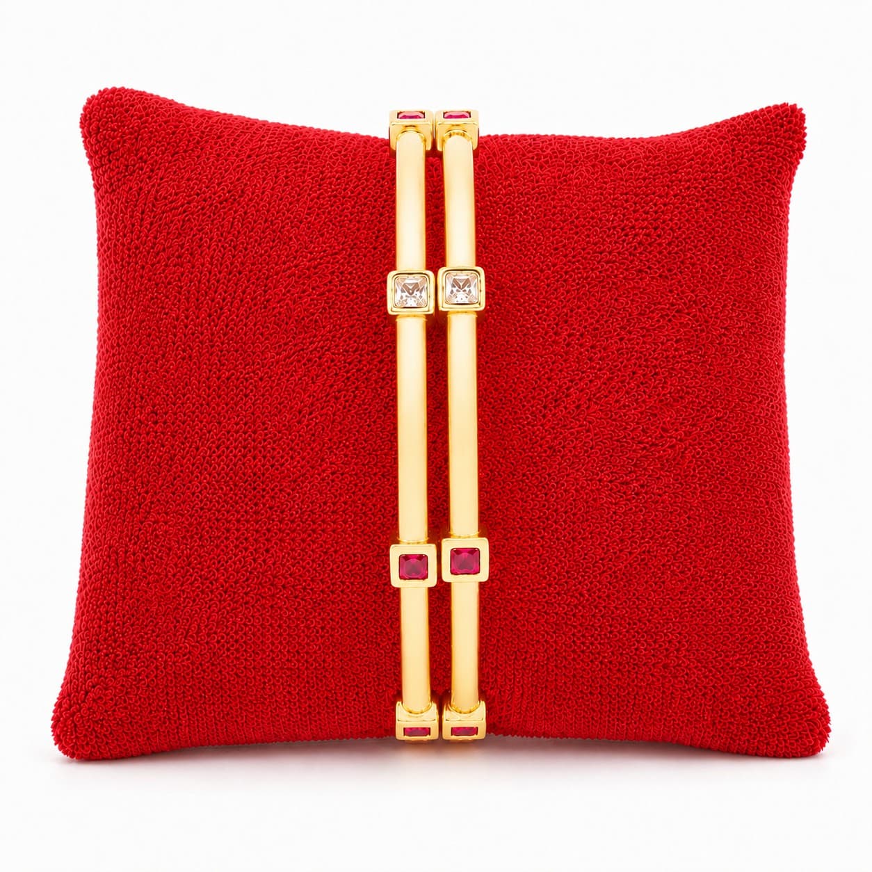 Shineora Premium Gold-Plated Minimalist Stone Studded Bangles Set for Women (Set of 2) - 5