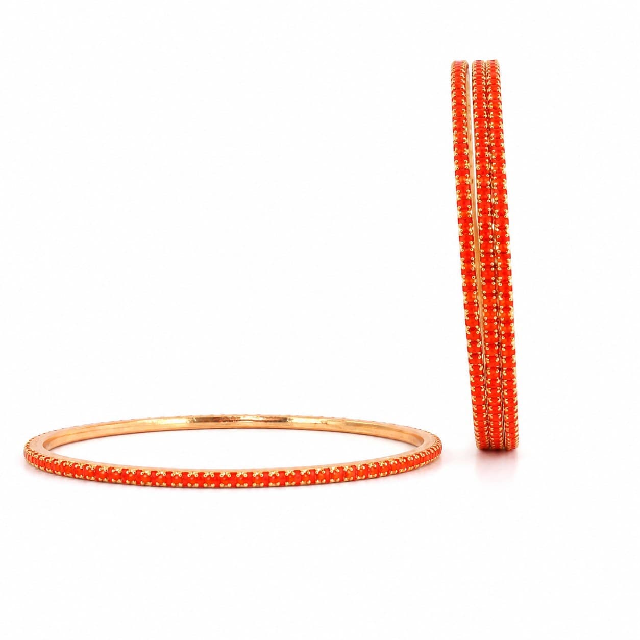 Shineora Scarlet Sparkle Stone Bangles Set Pack of 4 - 4