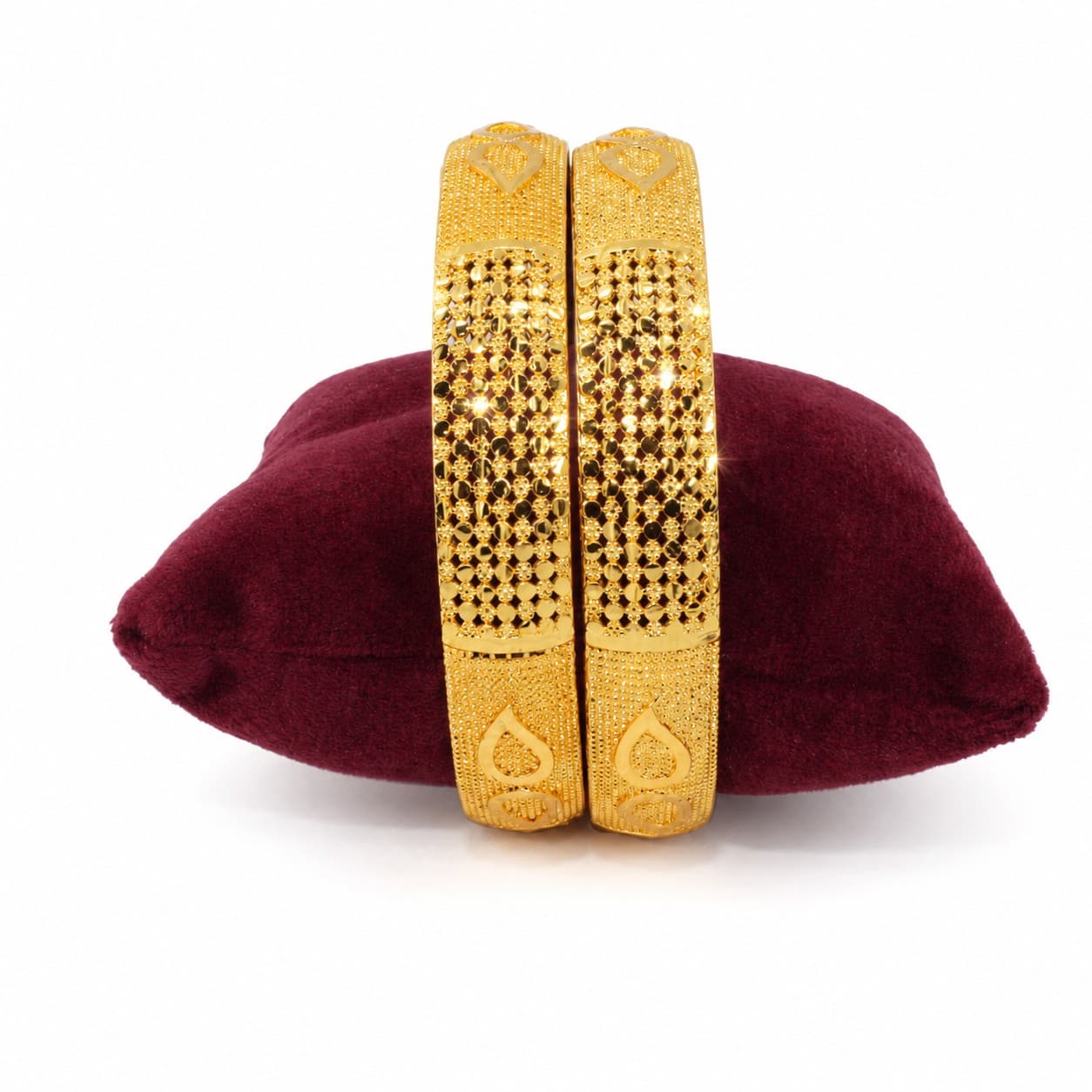 Shineora Women Gold-Plated Textured Traditional Bangles Set (Pack of 2) - 3