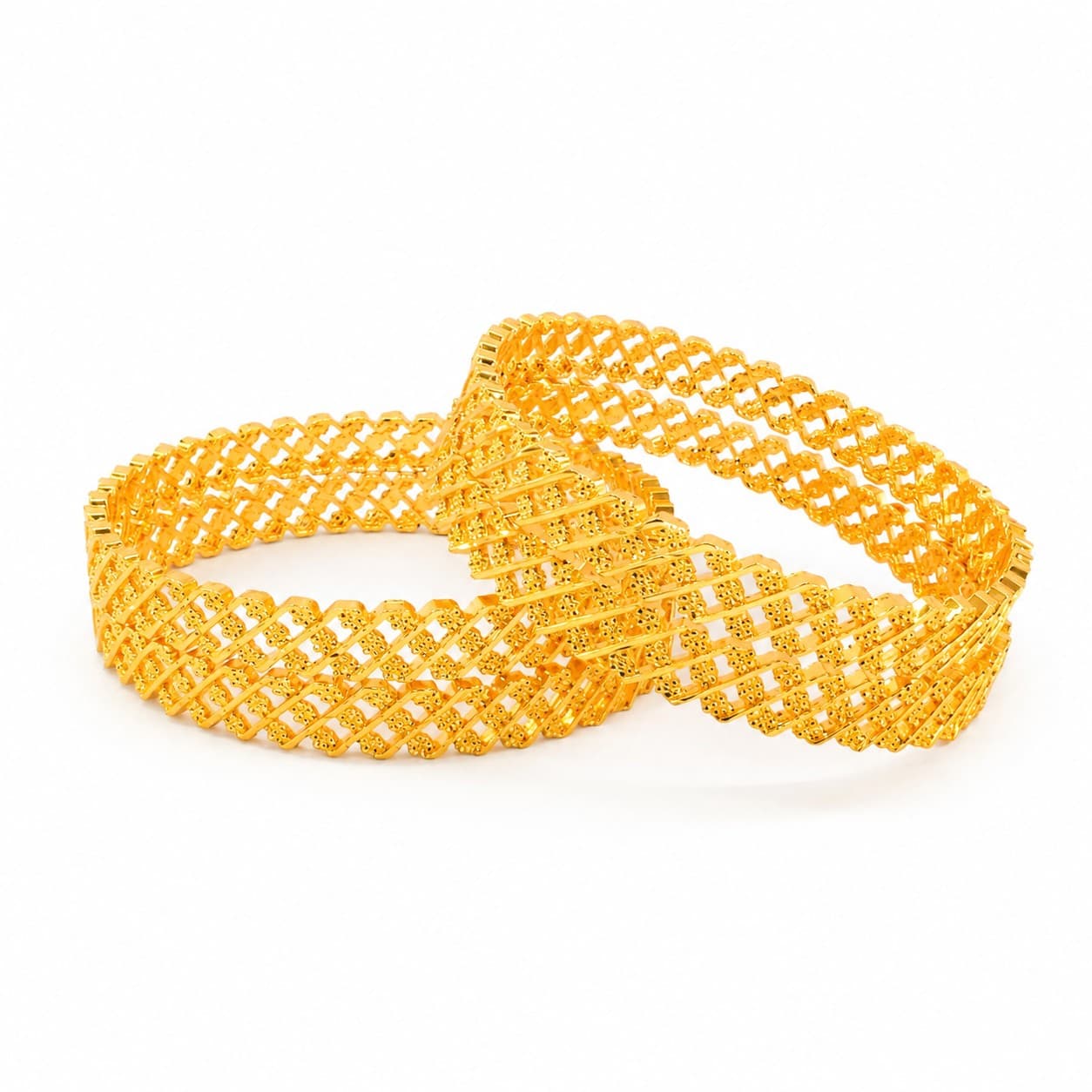 Shineora Women Gold-Plated Openwork Lattice Bangles Set (Pack of 4) - 4