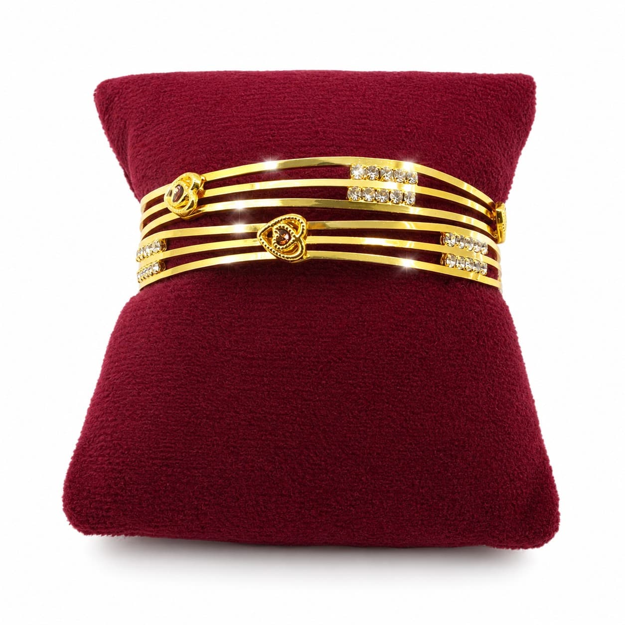 Shineora Women Gold-Plated CZ Studded Open Kada Bracelet Set (Pack of 2) - 4
