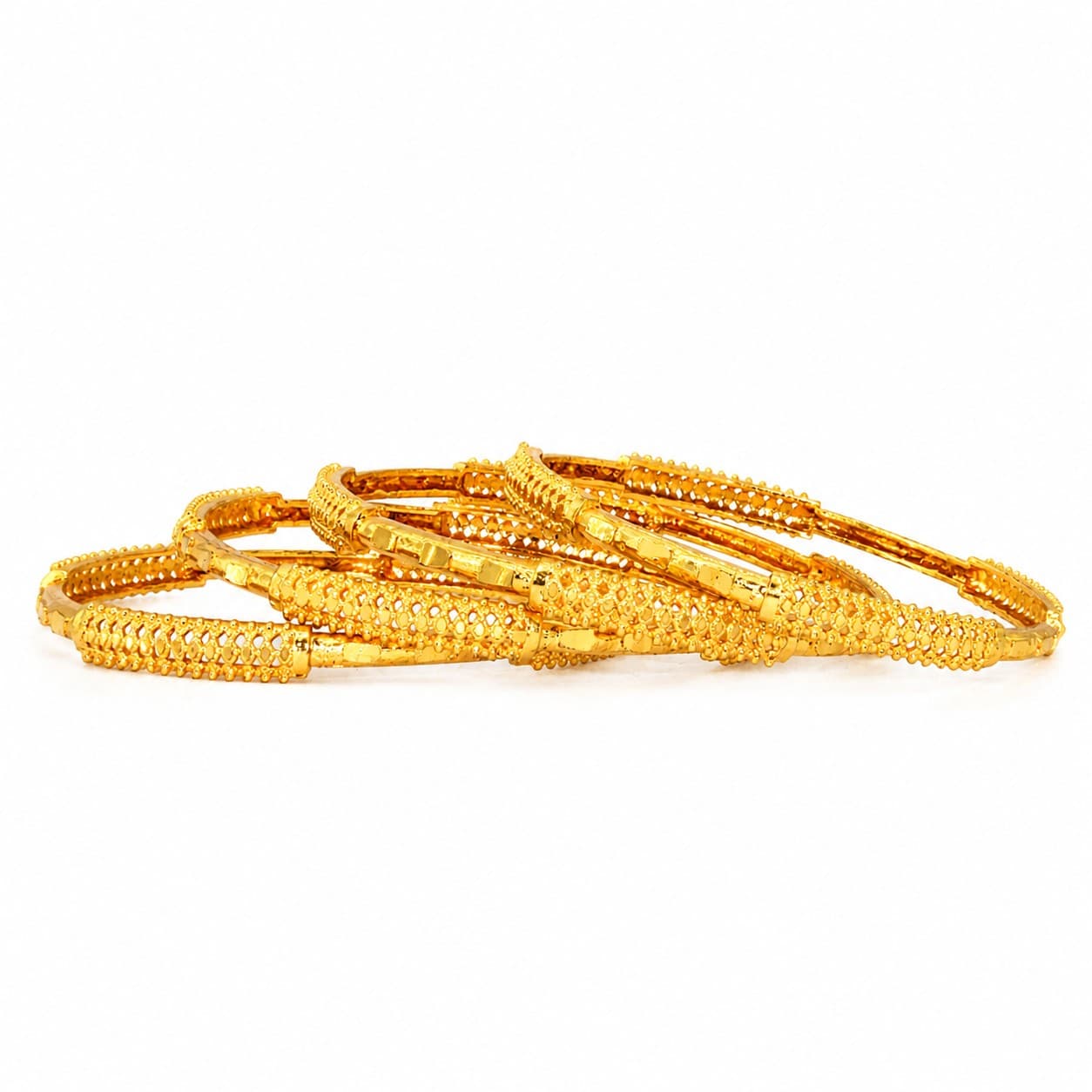Shineora Women Gold-Plated Textured Designer Bangles Set (Pack of 4) - 4