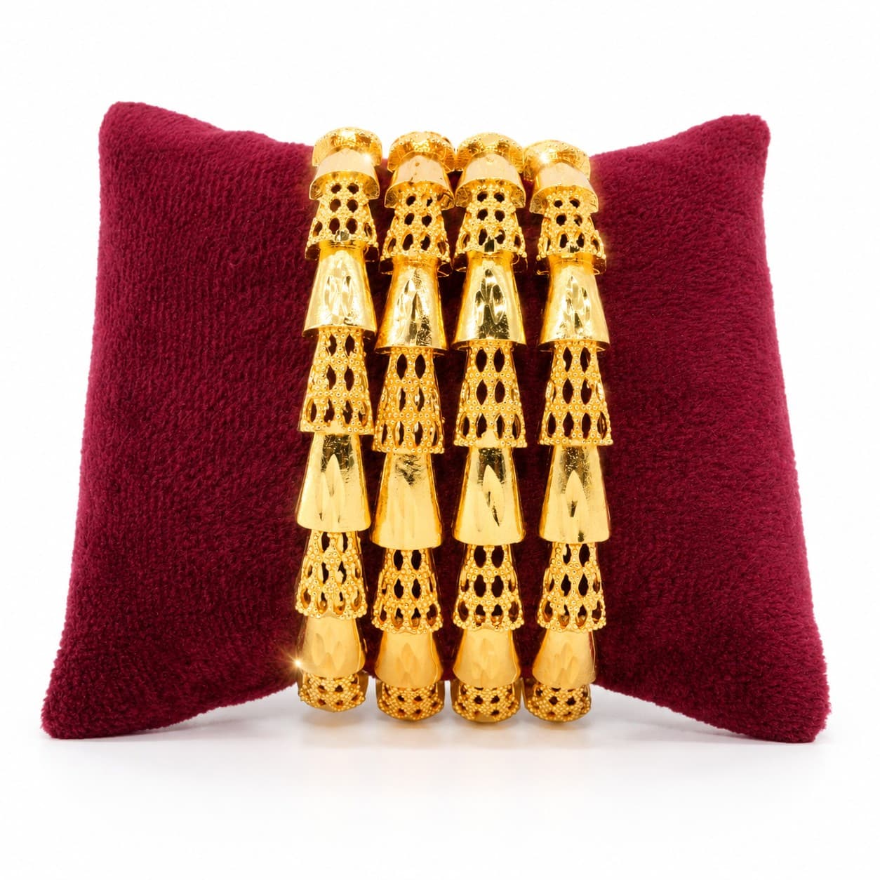 Shineora Premium Gold-Plated Cutwork Filigree Bangles Set for Women | Pack of 4 - 4