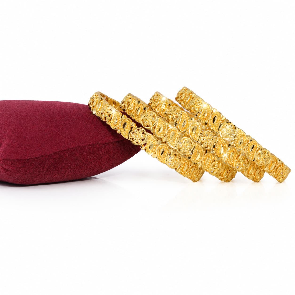 Shineora Women Gold-Plated Paisley Floral Designer Bangles Set (Pack of 4) - 5