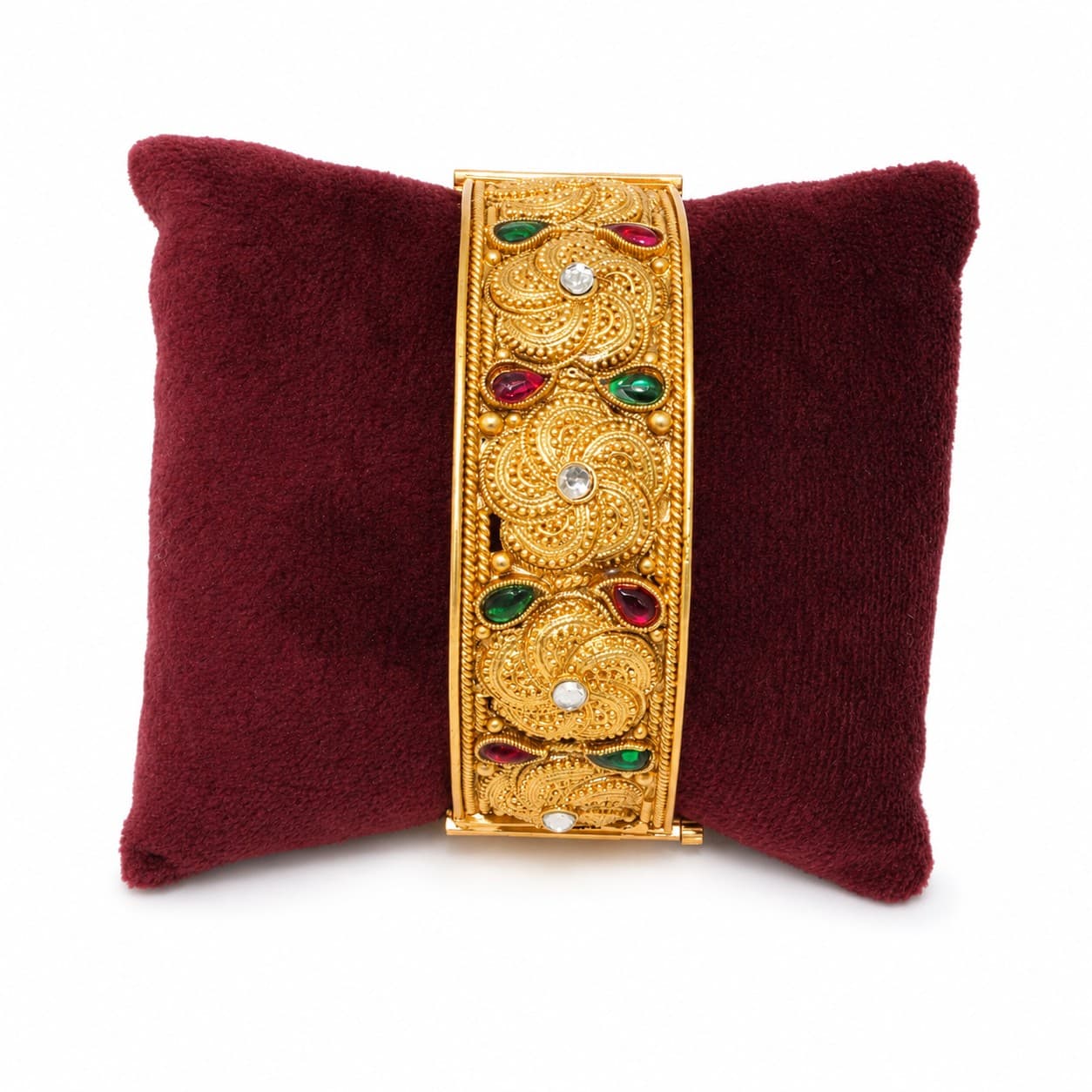Shineora Women Gold-Plated Temple Floral Designer Kada set of 2 - 4