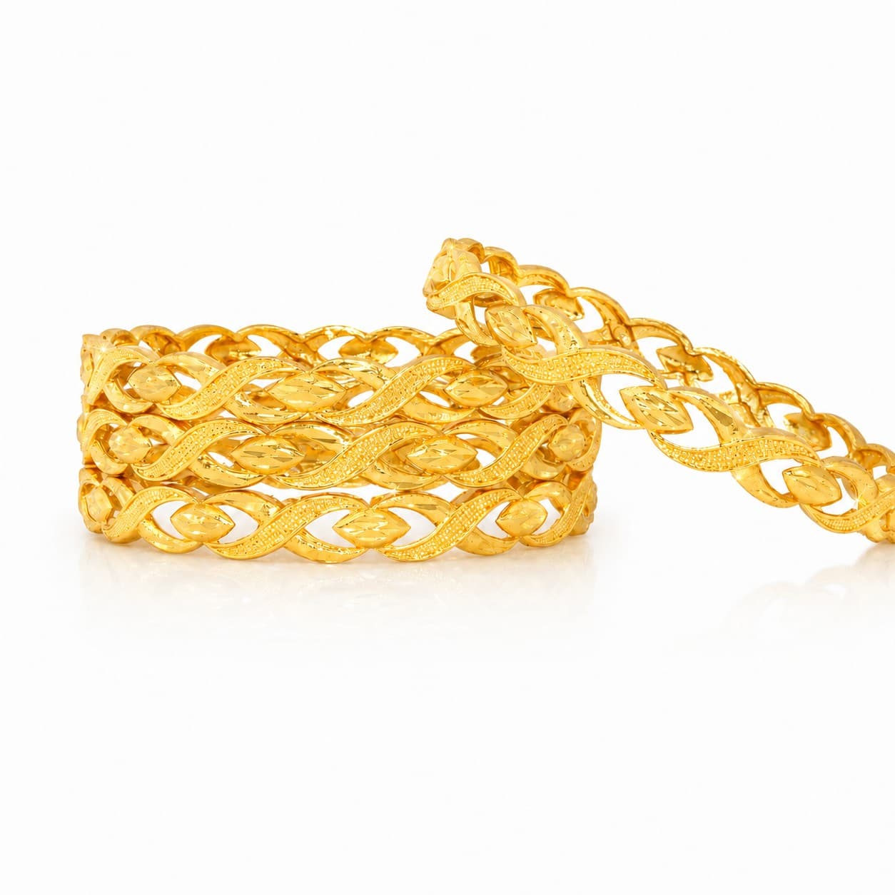 Shineora Premium Gold-Plated Designer Twisted Pattern Bangles Set for Women (Set of 4) - 4