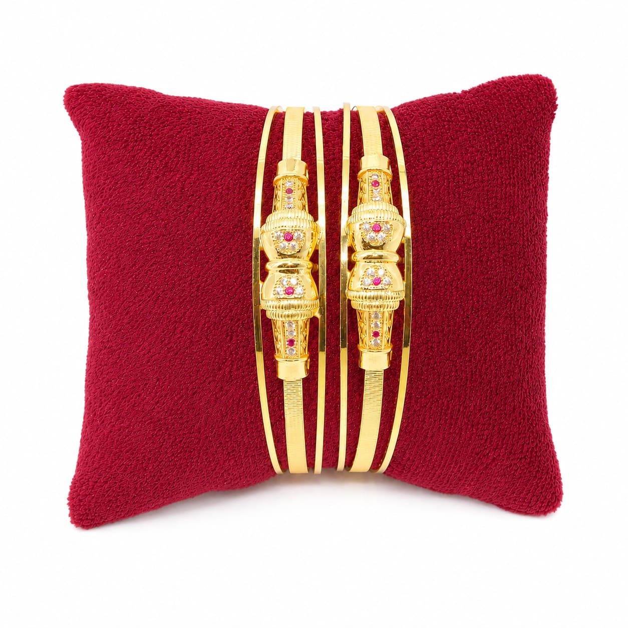 Shineora Premium Gold-Plated Stone Studded Designer Bangles Set for Women (Set of 2) - 4