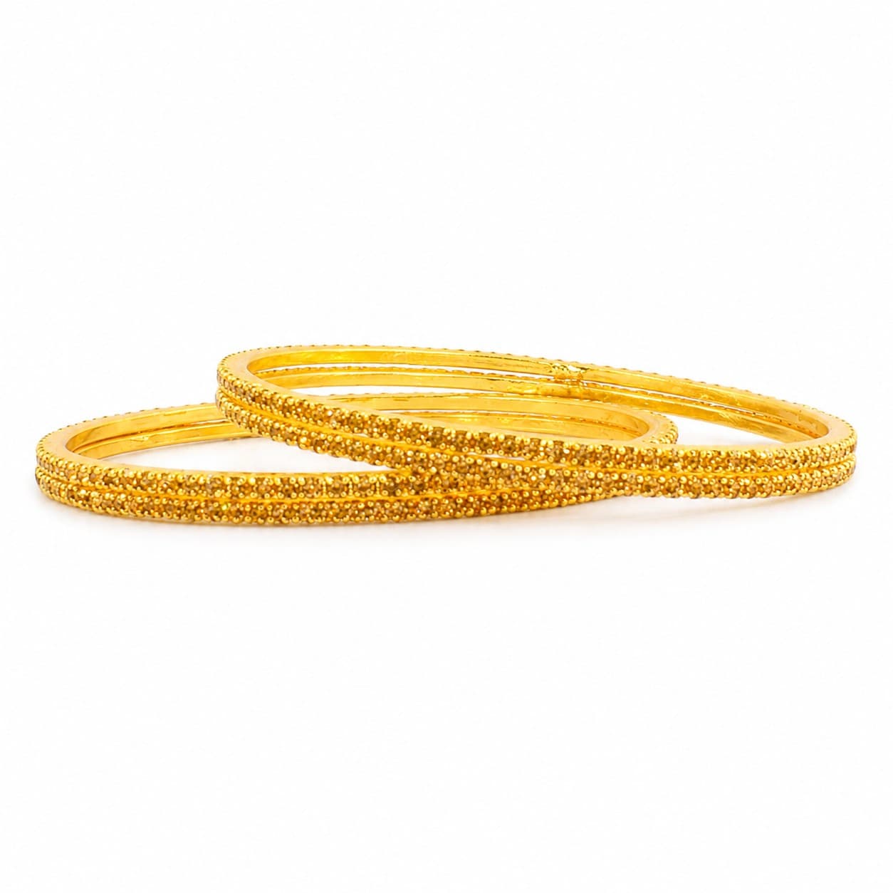 Shineora Women Gold-Plated Textured Slim Bangles Set (Pack of 4) - 3