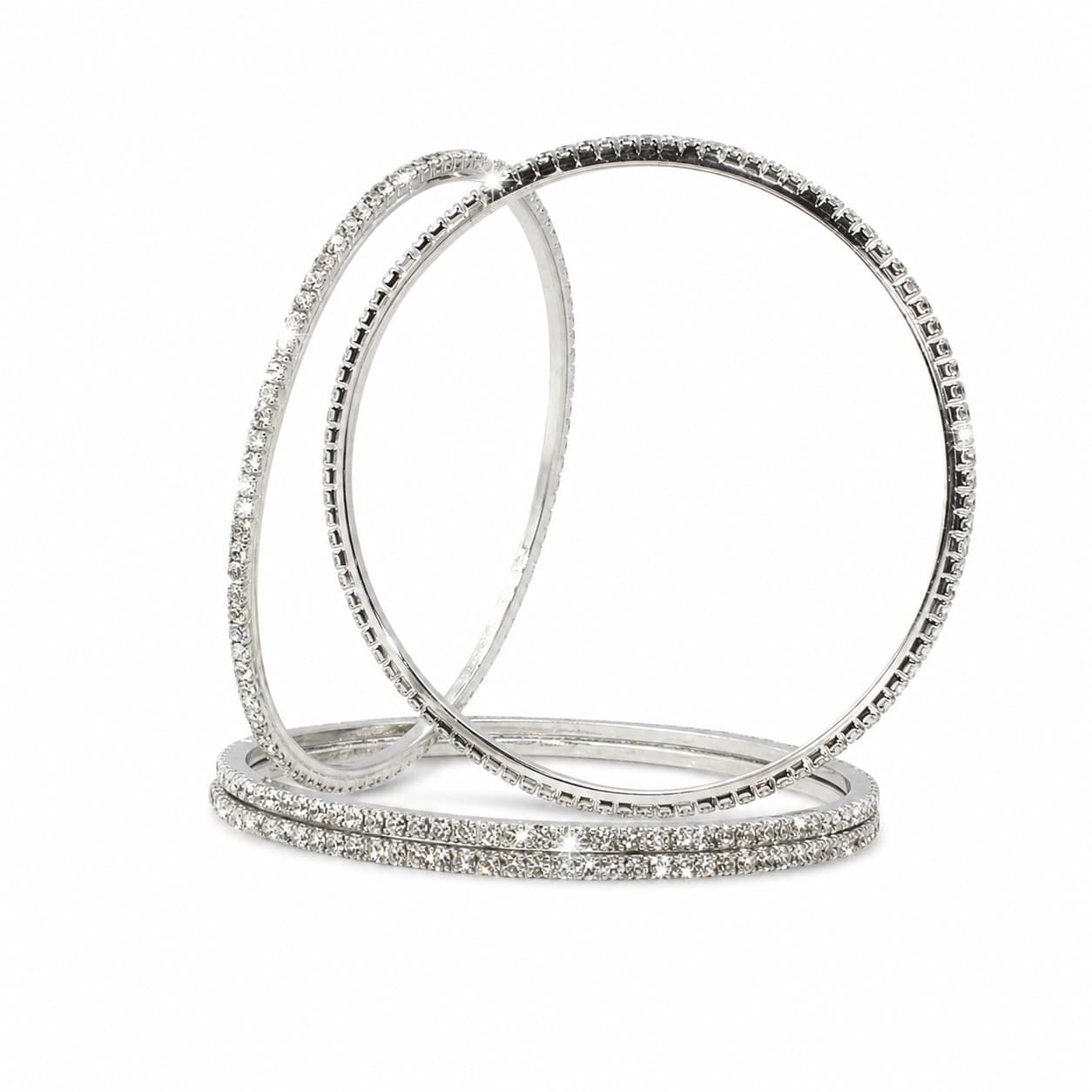Shineora Women Silver-Plated Crystal Studded Contemporary Bracelet - 3