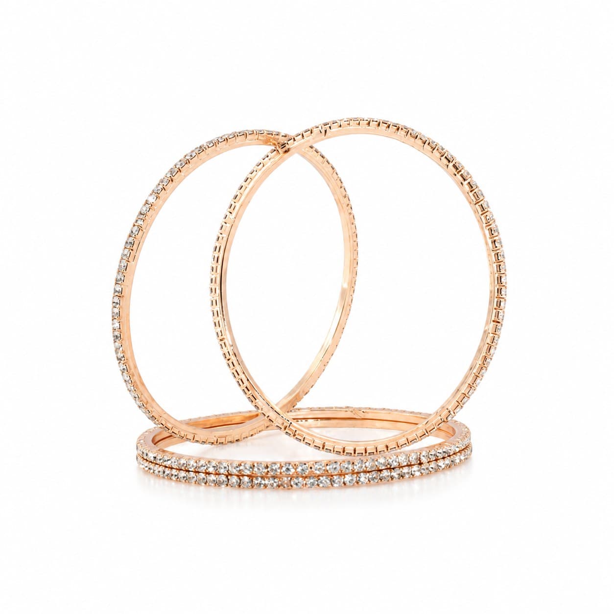 Shineora Women Rose Gold-Plated Crystal Studded Bangles Set (Pack of 4) - 3