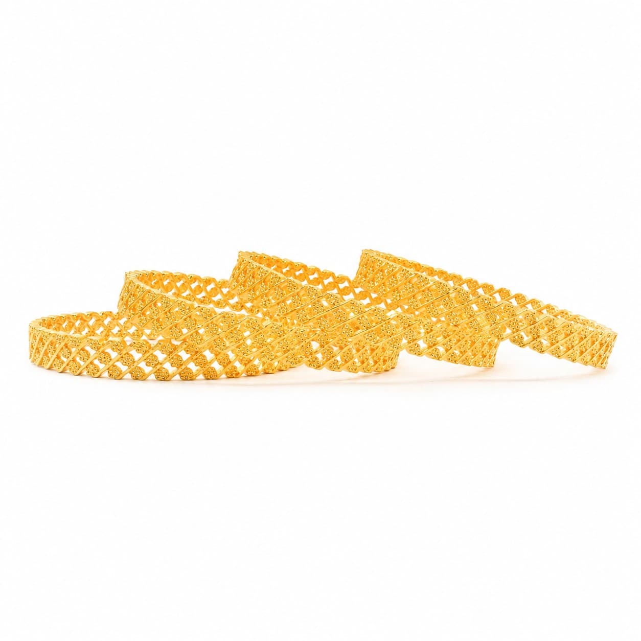 Shineora Women Gold-Plated Openwork Lattice Bangles Set (Pack of 4) - 3