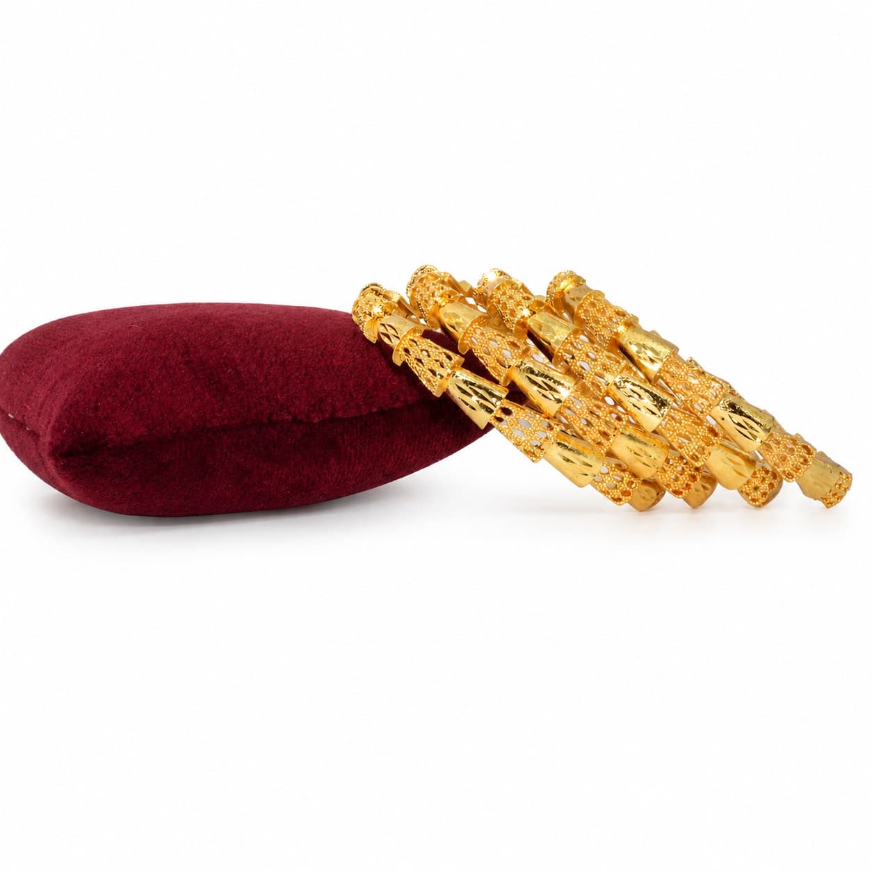 Shineora Premium Gold-Plated Cutwork Filigree Bangles Set for Women | Pack of 4 - 3