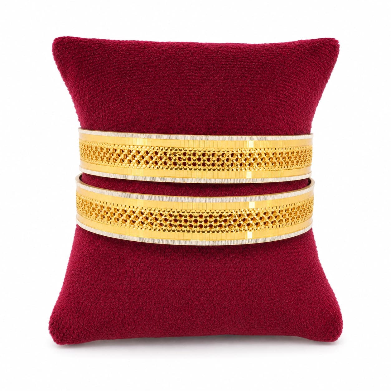hineora Premium Gold-Plated Dual Tone Filigree Bangles Set-2 - 3