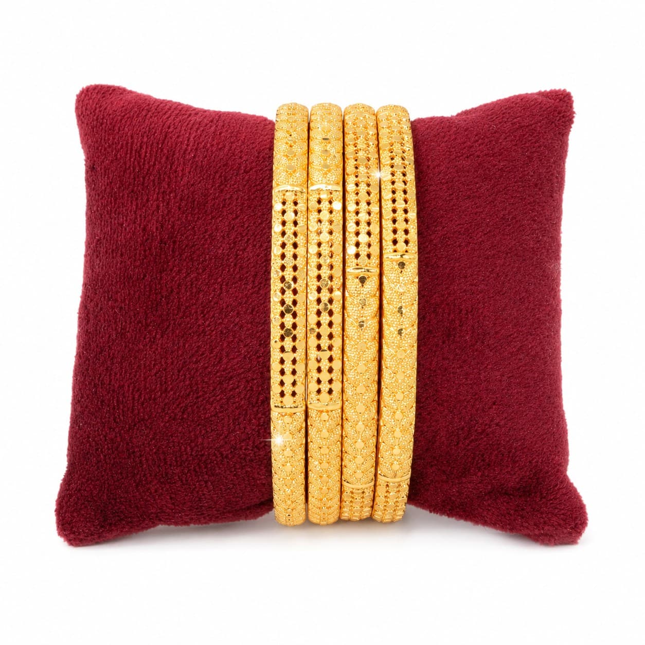 Shineora Premium Gold-Plated Textured Traditional Bangles Set for Women | Pack of 4 - 3