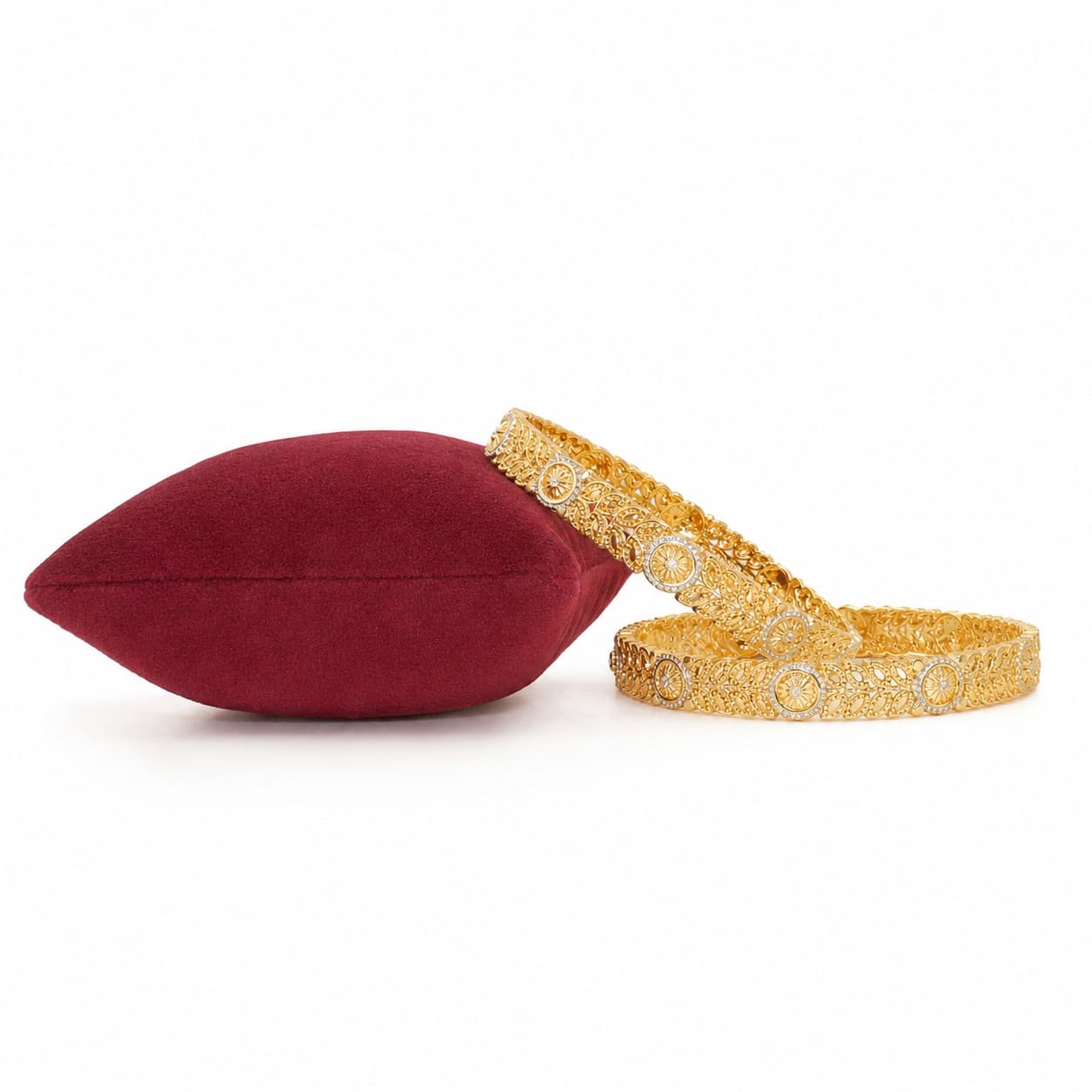 Shineora Women Gold-Plated Leaf Motif Designer Bangles Set (Pack of 2) - 3
