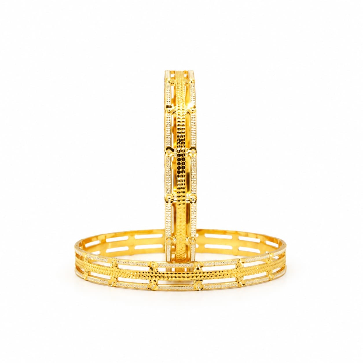 Shineora Premium Gold-Plated Geometric Designer Bangles Set for Women (Set of 2) - 4