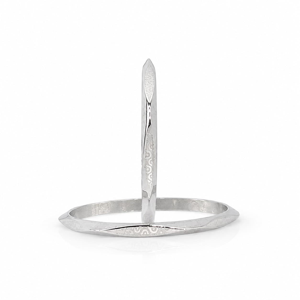 Shineora Women Silver-Plated Engraved Minimalist Bangles Set-2 - 6