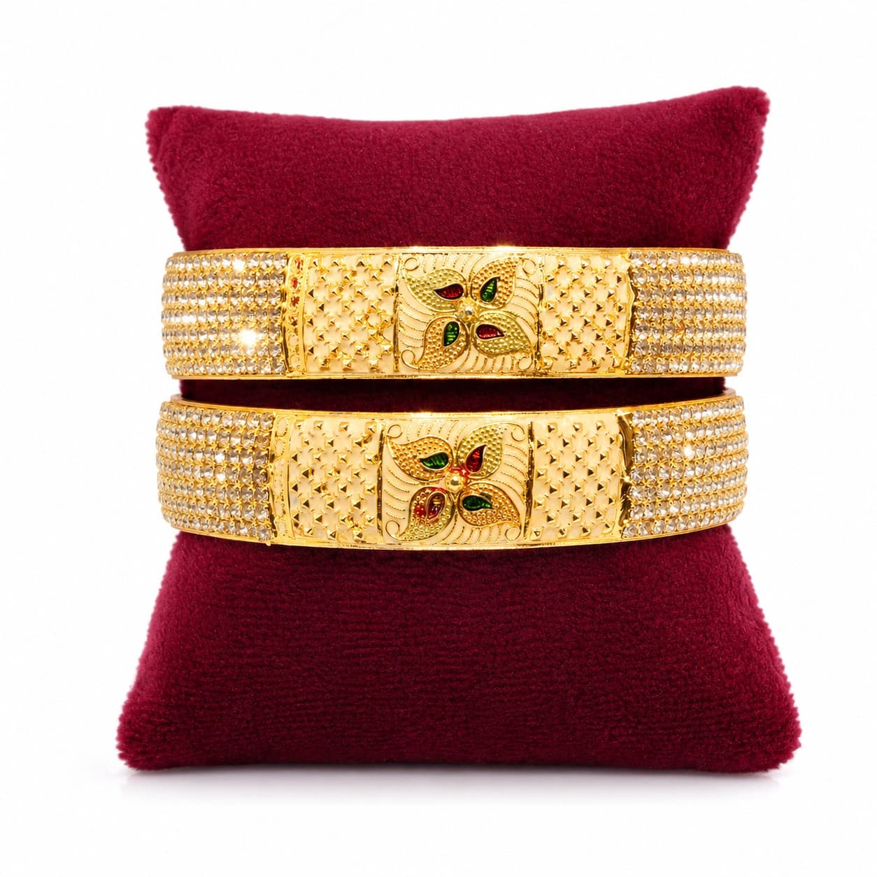 Shineora Golden Heritage Stonework Bangles Set-2